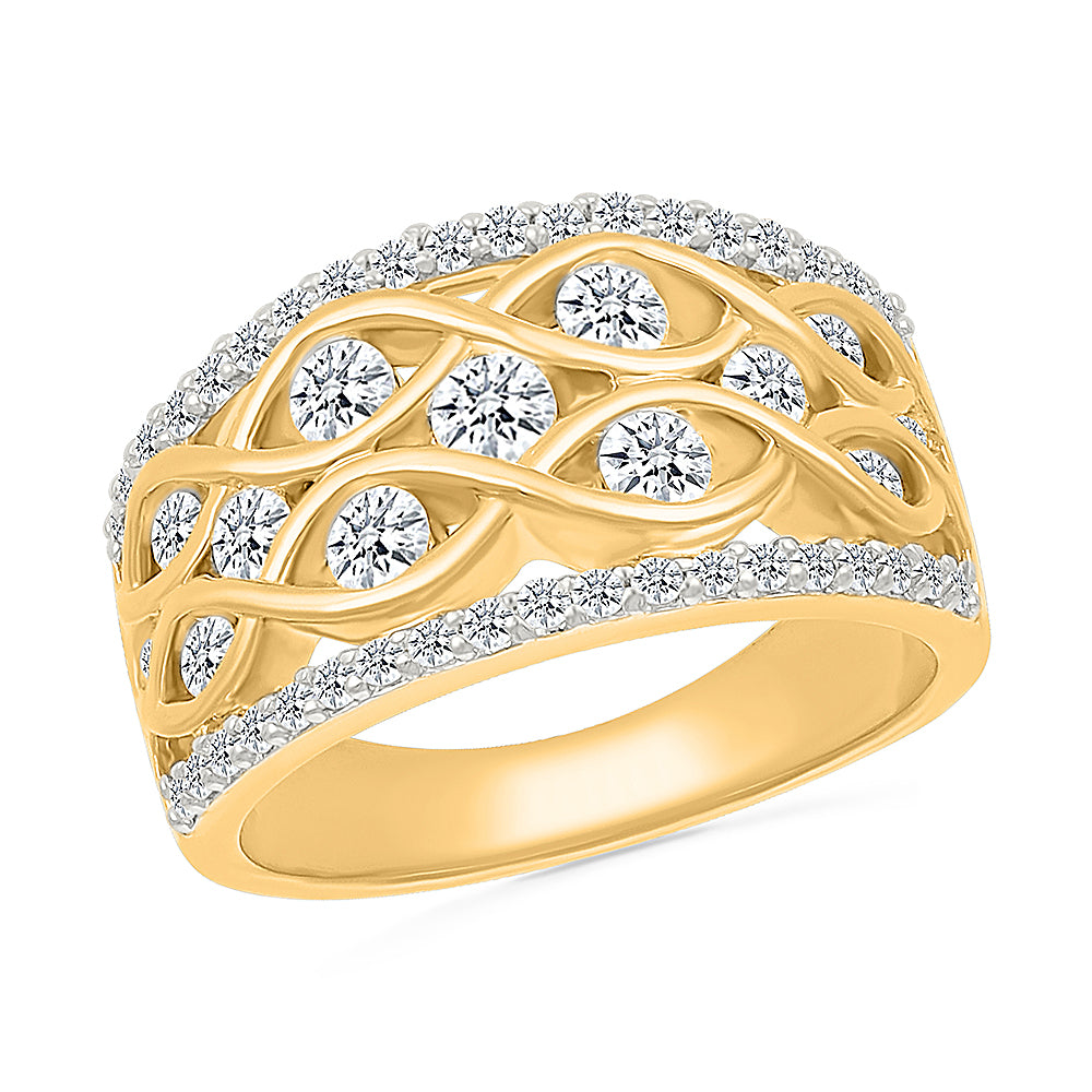 Gilded Woven Diamond Ring