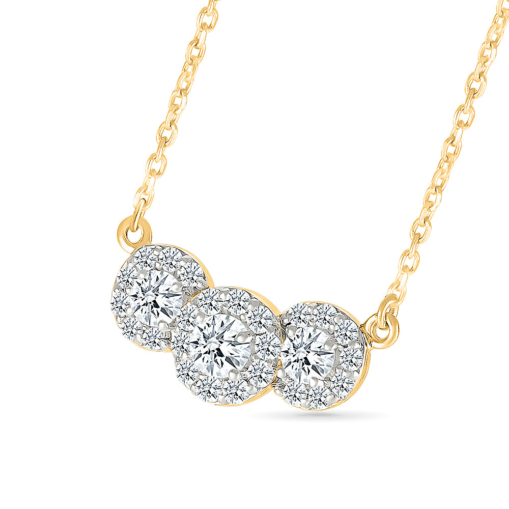 Shimmering Diamond Trio Necklace