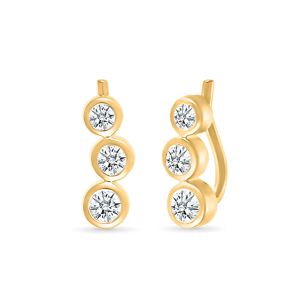 Petite Gold Drop with Diamonds Earrings