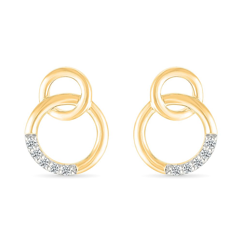 Interlocking Gold Circle with Diamonds Earrings