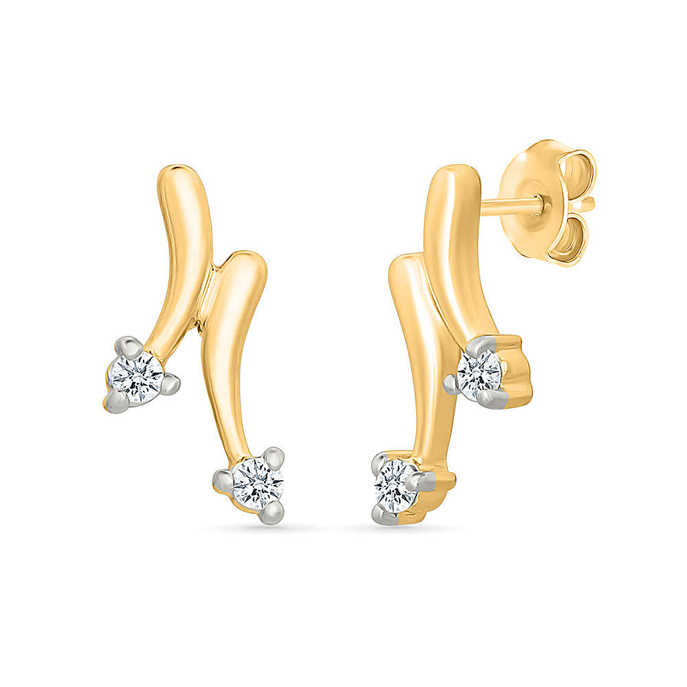 Frozen Twirl Gold & Diamond stud Earrings