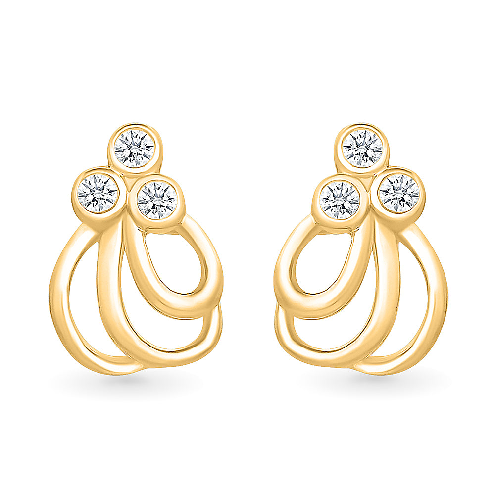 Trinity Crown Gold & Diamond stud Earrings