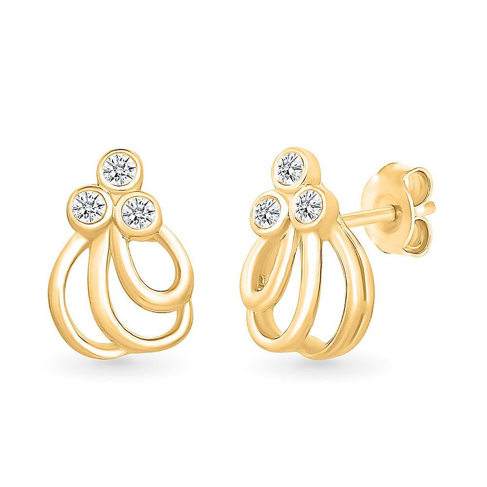 Trinity Crown Gold & Diamond stud Earrings