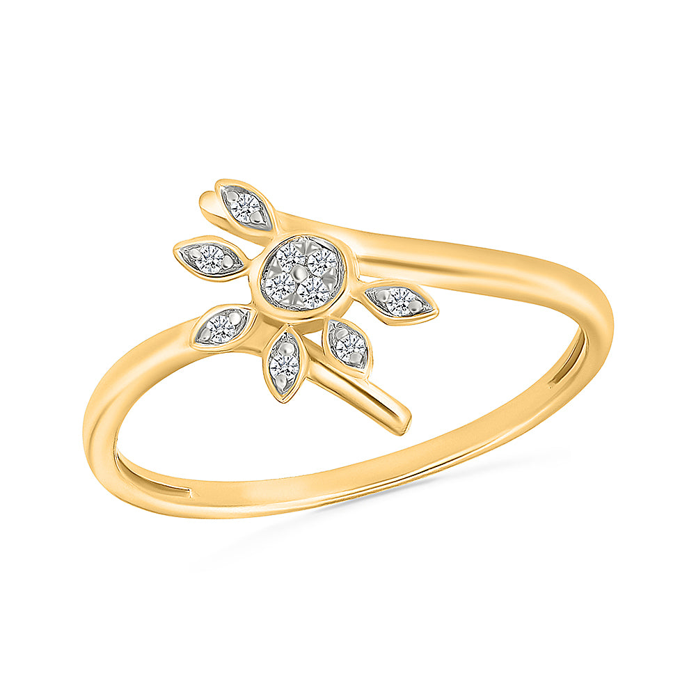 Windswept Floral Bloom Gold & Diamond Ring