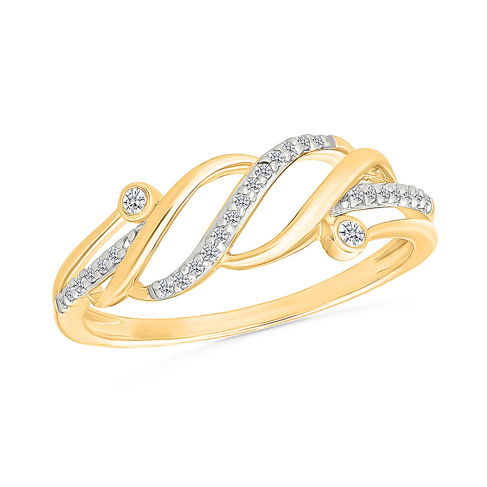 Interwoven Cursive Gold & Diamond Ring