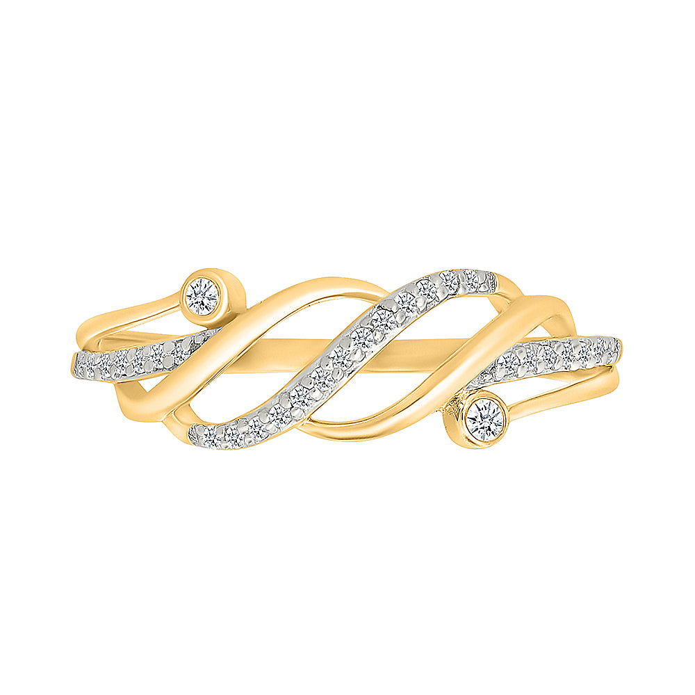 Interwoven Cursive Gold & Diamond Ring