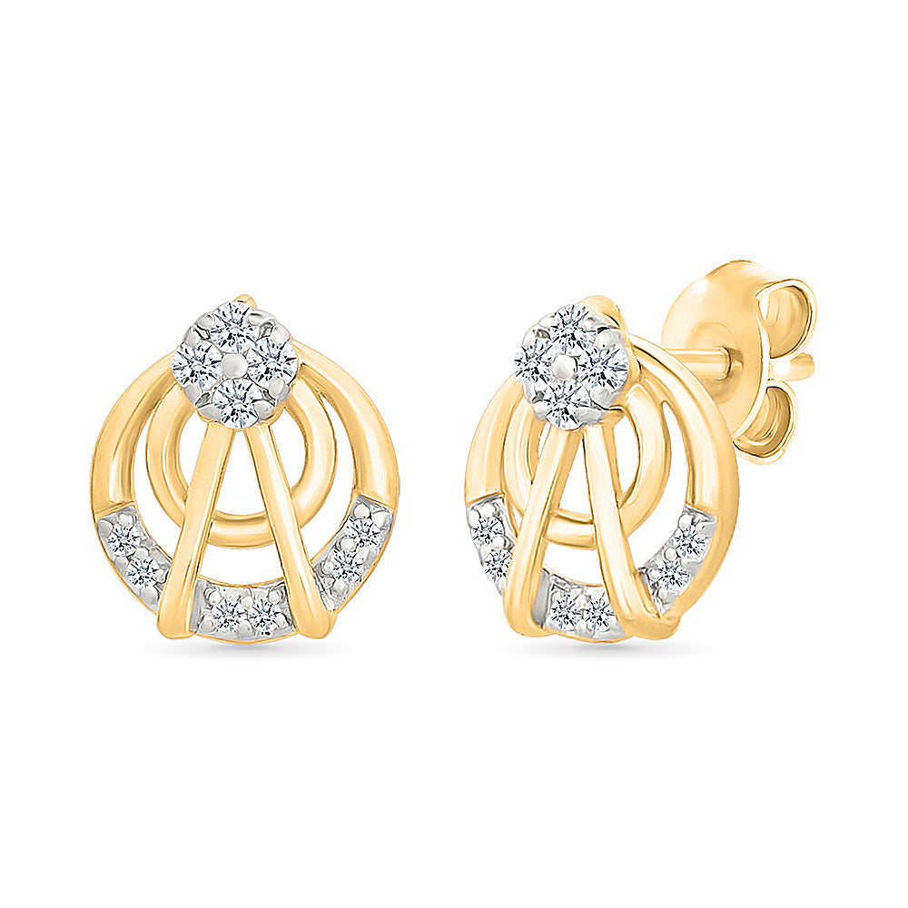 Trio Interlocking Gold & Diamond Stud Earrings