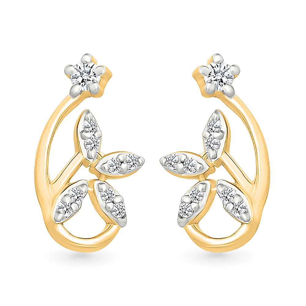 Garima Lobed Gold & Diamond stud Earrings