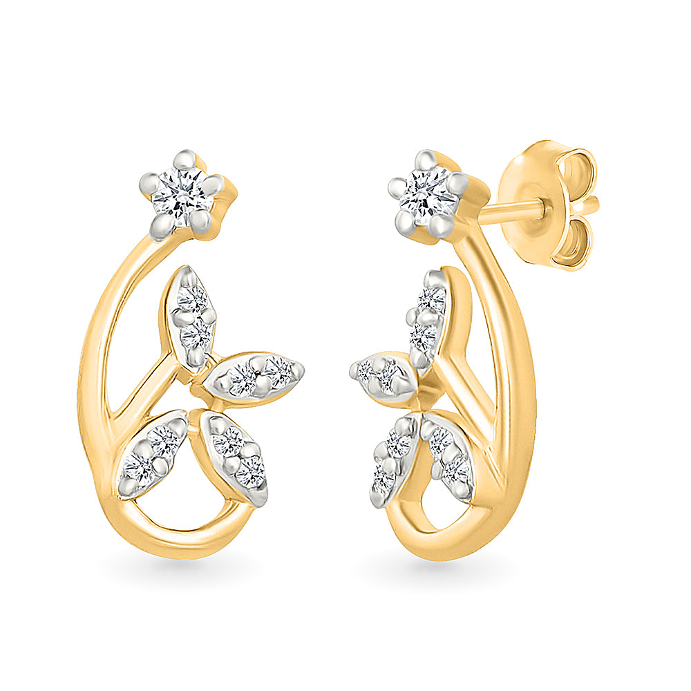 Garima Lobed Gold & Diamond Stud Earrings