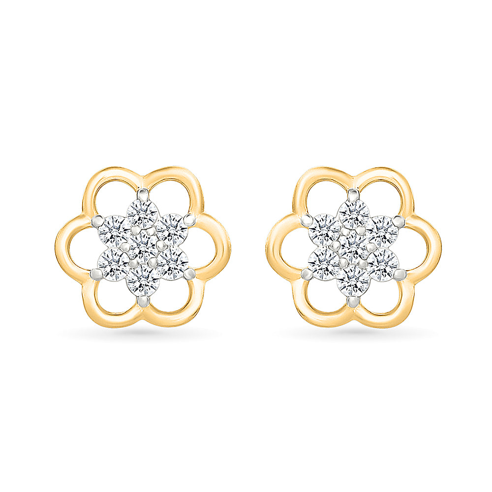 Floret Bloom Gold & Diamond Stud Earrings