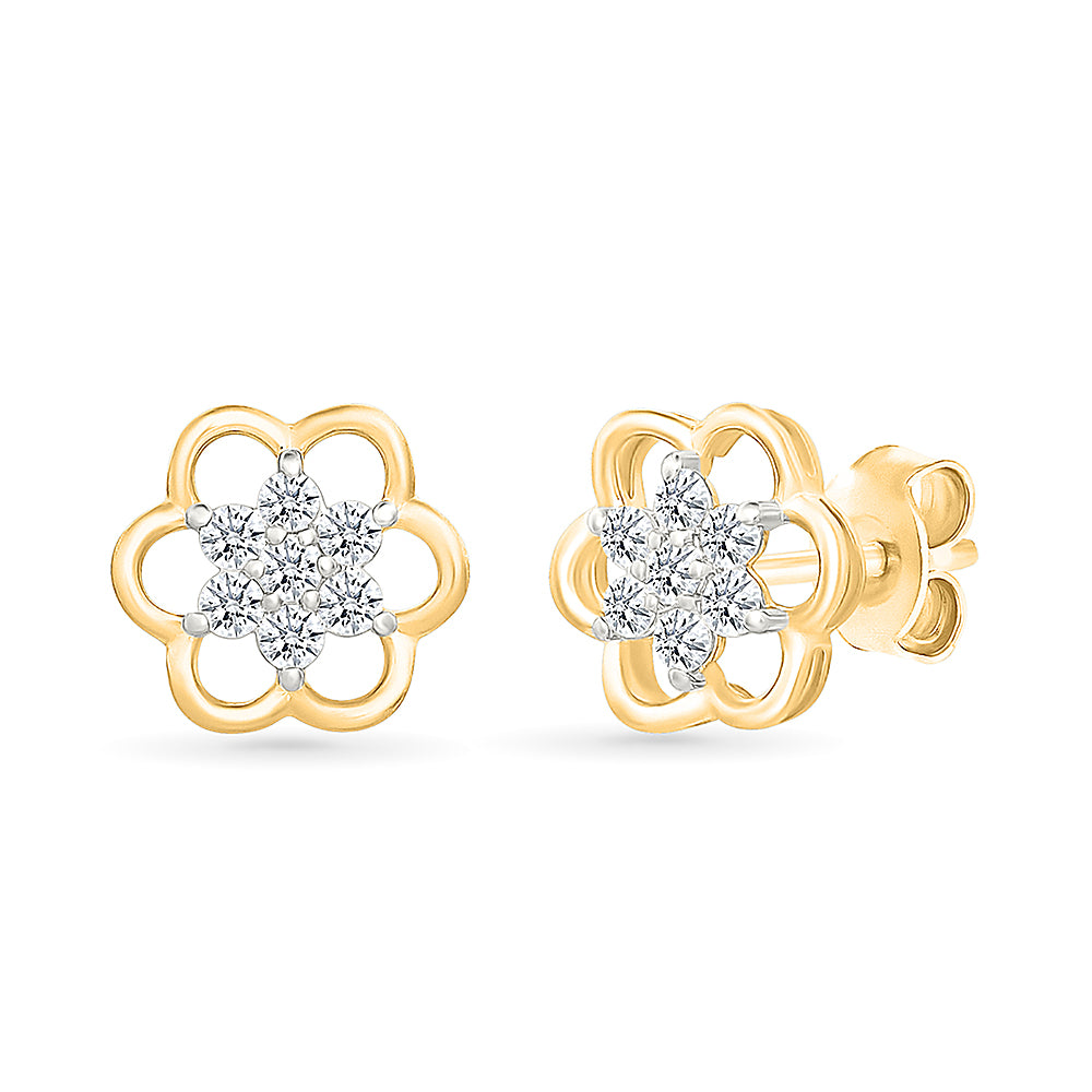 Floret Bloom Gold & Diamond Stud Earrings