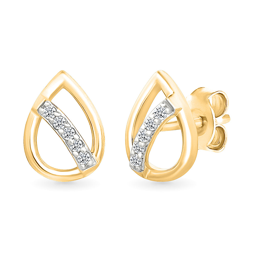 Twinkling prolate Gold & Diamond Stud Earrings