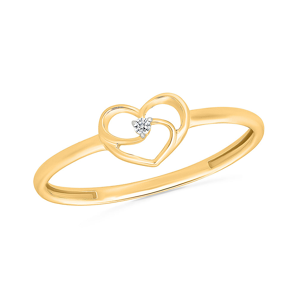 Dainty Heart Spark Gold & Diamond Ring