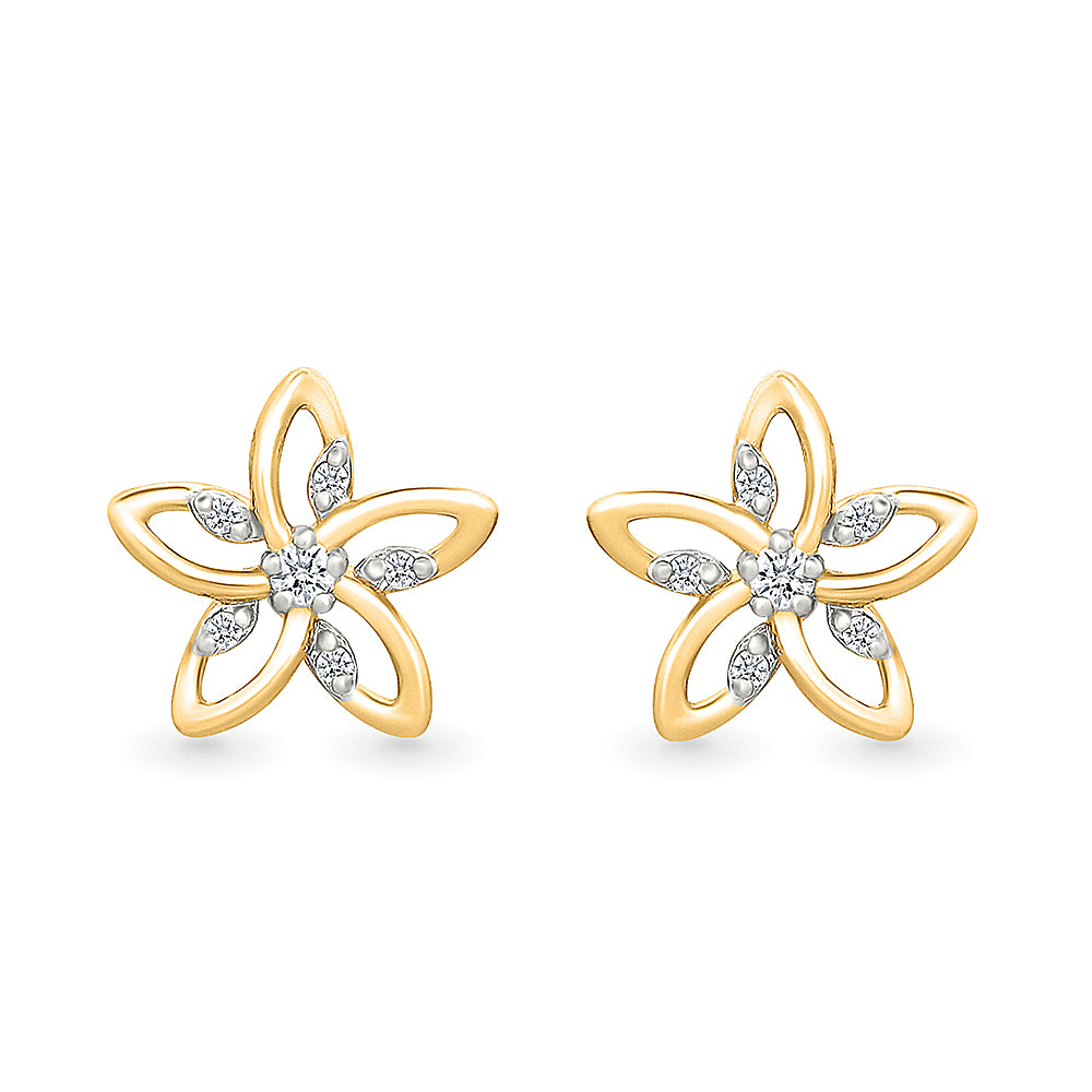 Starry Pastel Gold & Diamond Stud Earrings