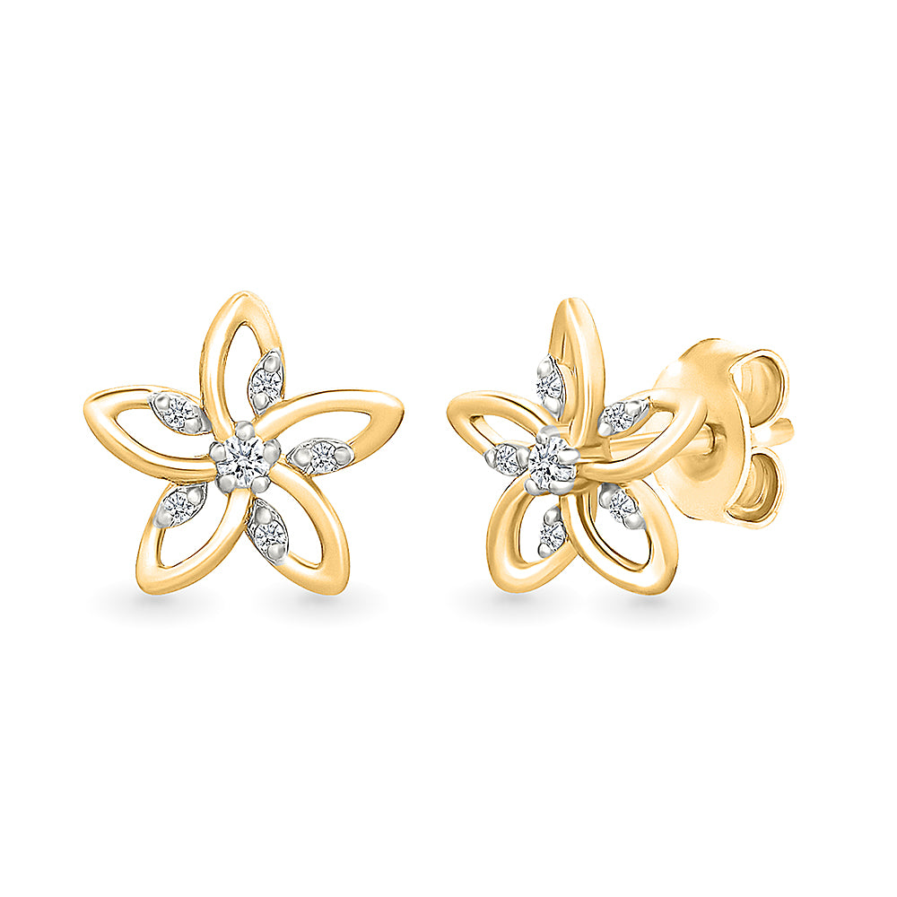 Starry Pastel Gold & Diamond Stud Earrings