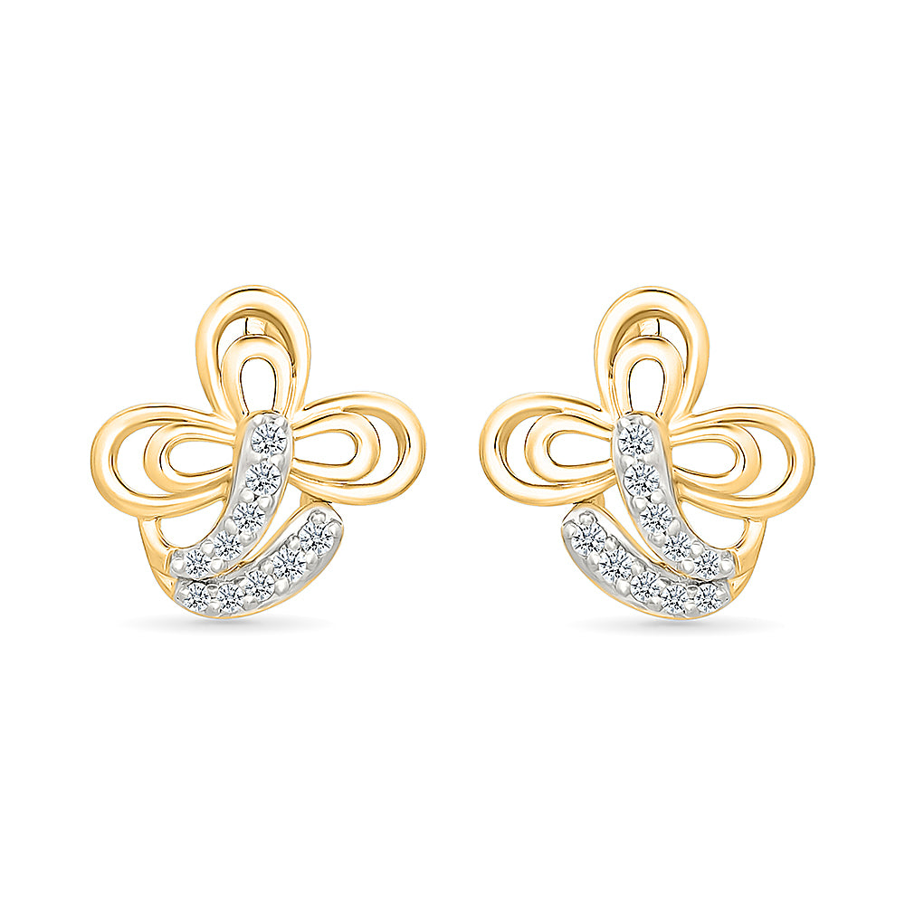 Cloverleaf Charm Gold & Diamond Studs Earrings