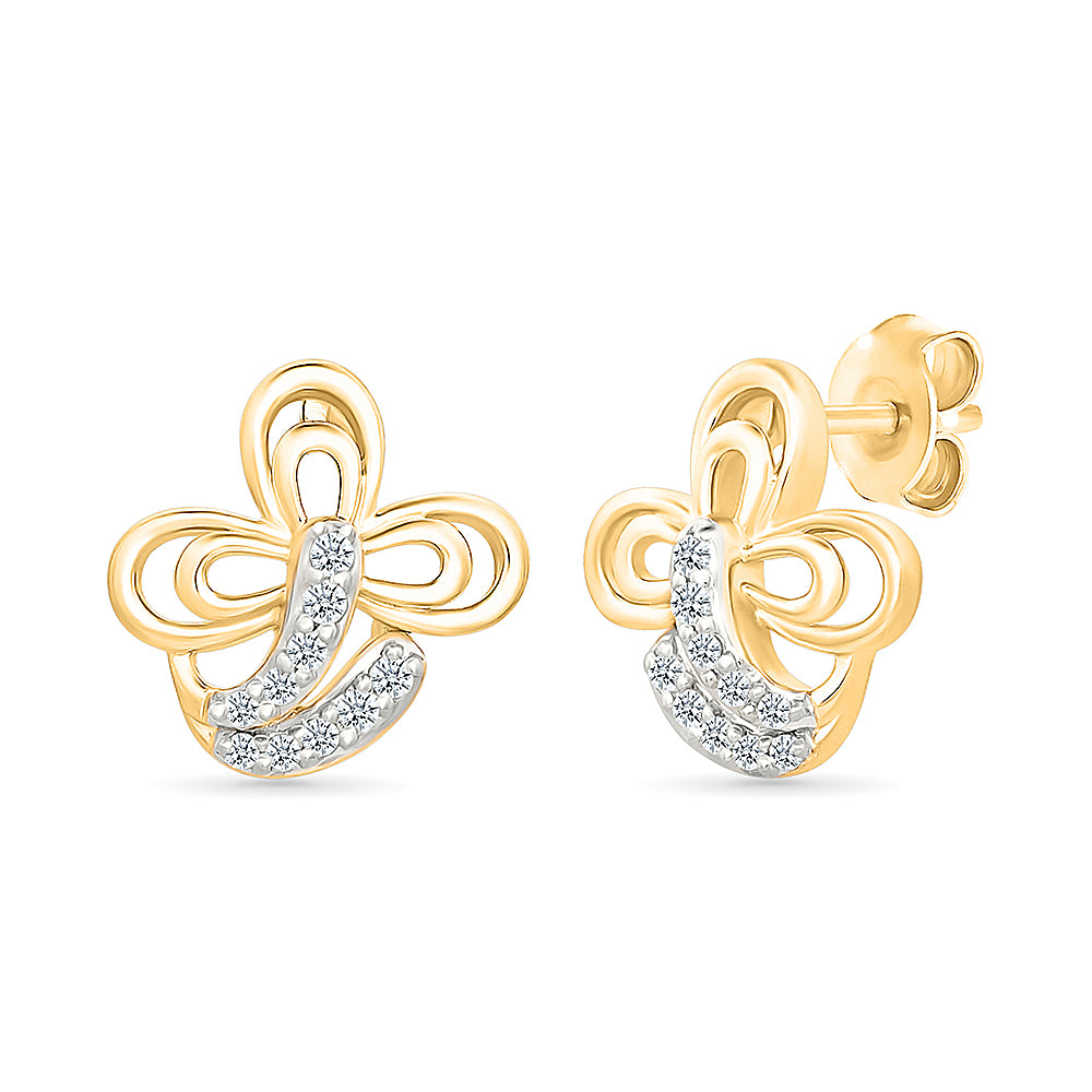 Cloverleaf Charm Gold & Diamond Studs Earrings