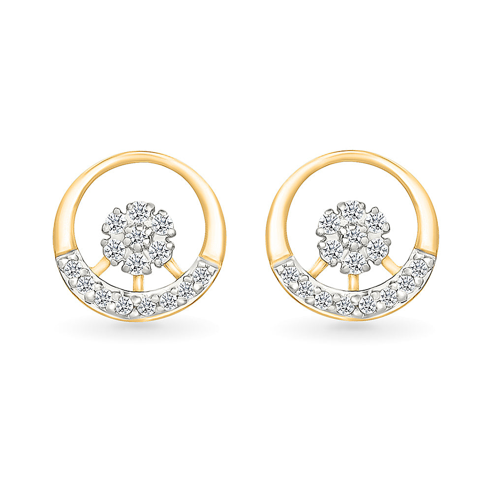 Sunburst Orbit Gold & Diamond Studs Earrings