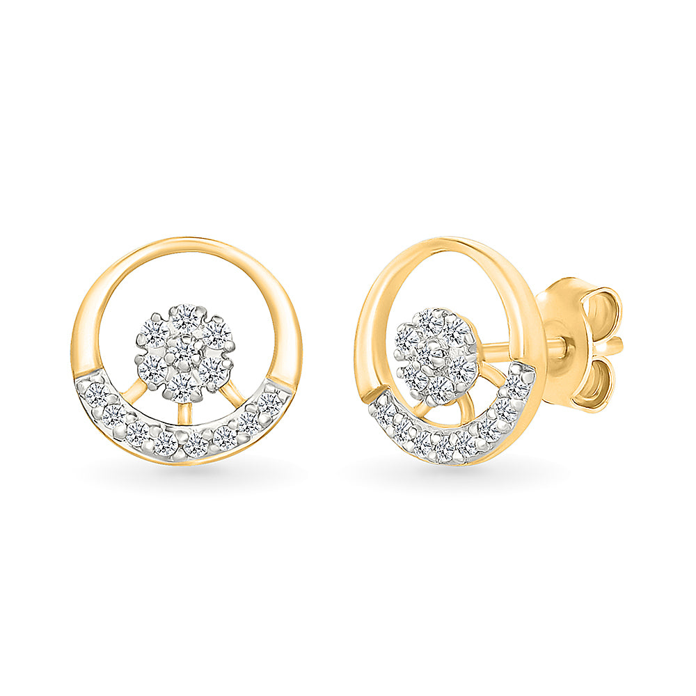 Sunburst Orbit Gold & Diamond Studs Earrings