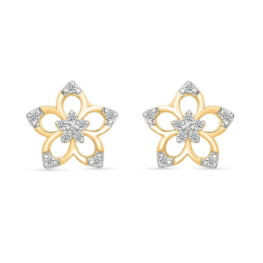 Petals Daisies Gold & Diamond Stud Earrings