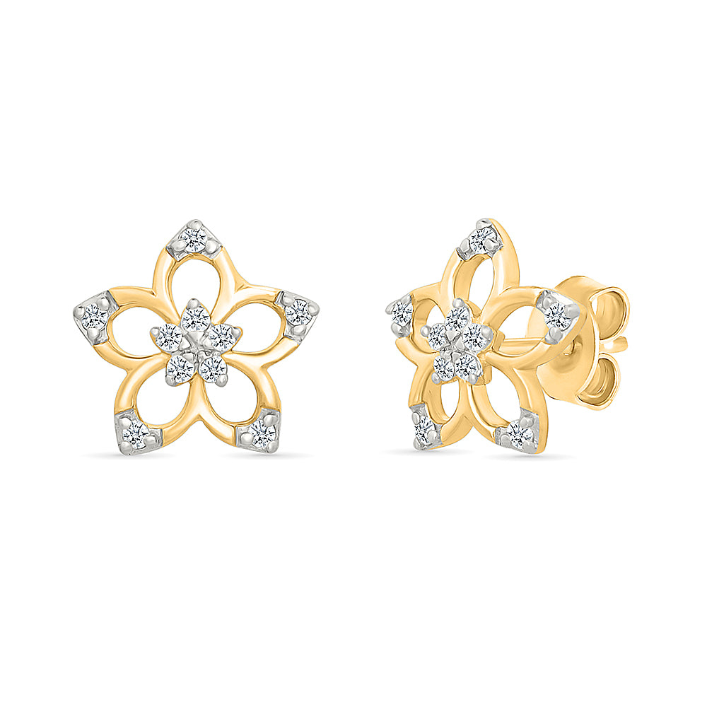 Petals Daisies Gold & Diamond Stud Earrings