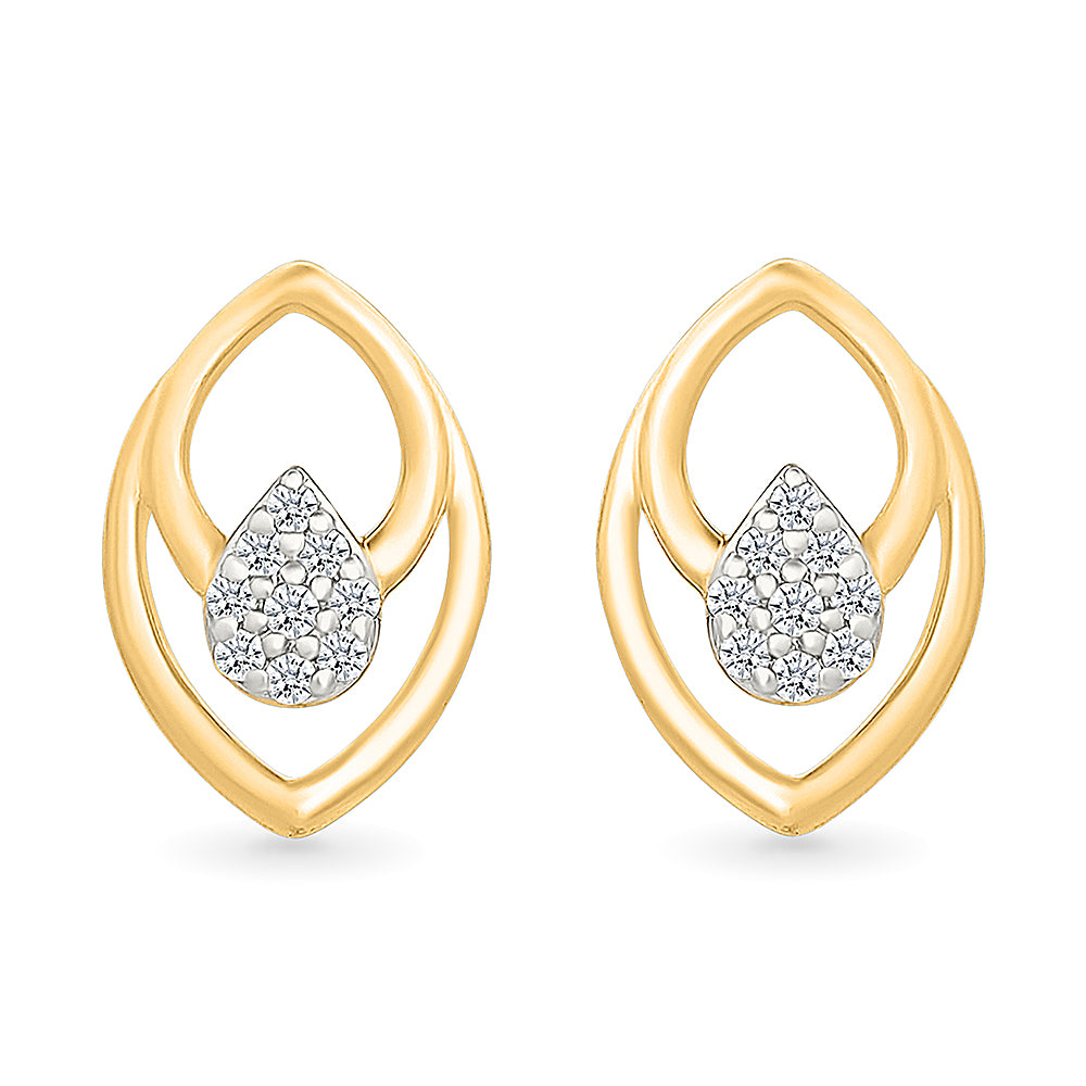 Micro Droplet Gold & Diamond  Stud Earrings