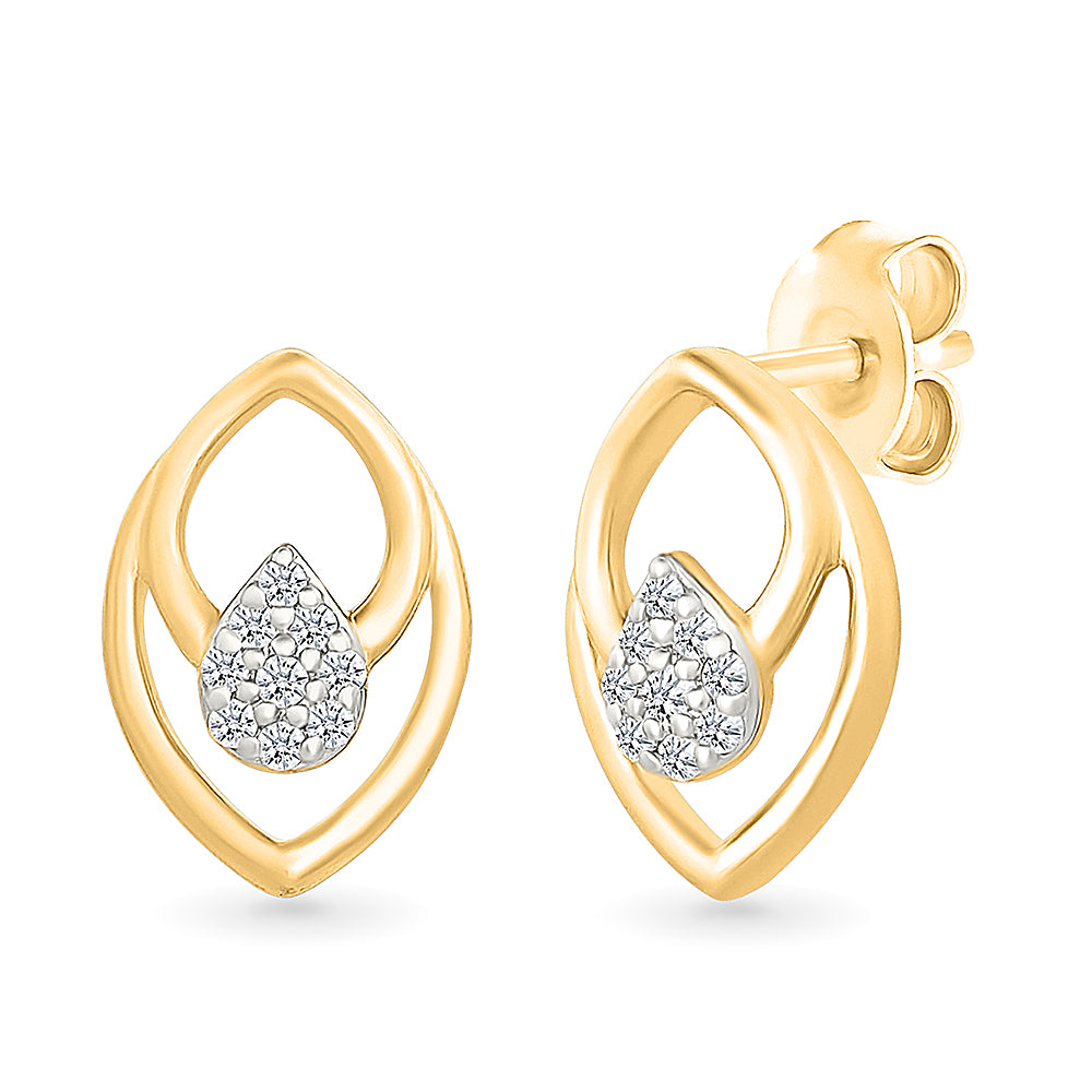 Micro Droplet Gold & Diamond  Stud Earrings