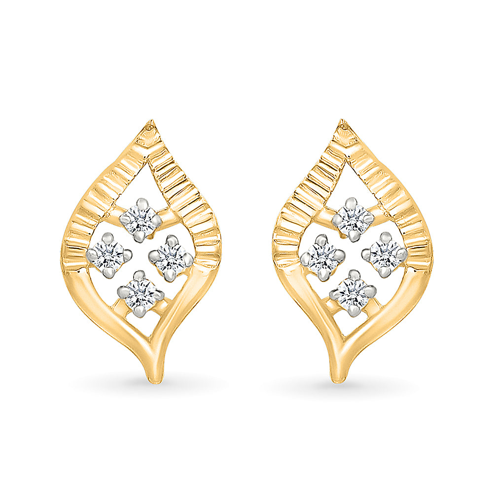 Dazzling Leaf Gold & Diamond stud Earrings