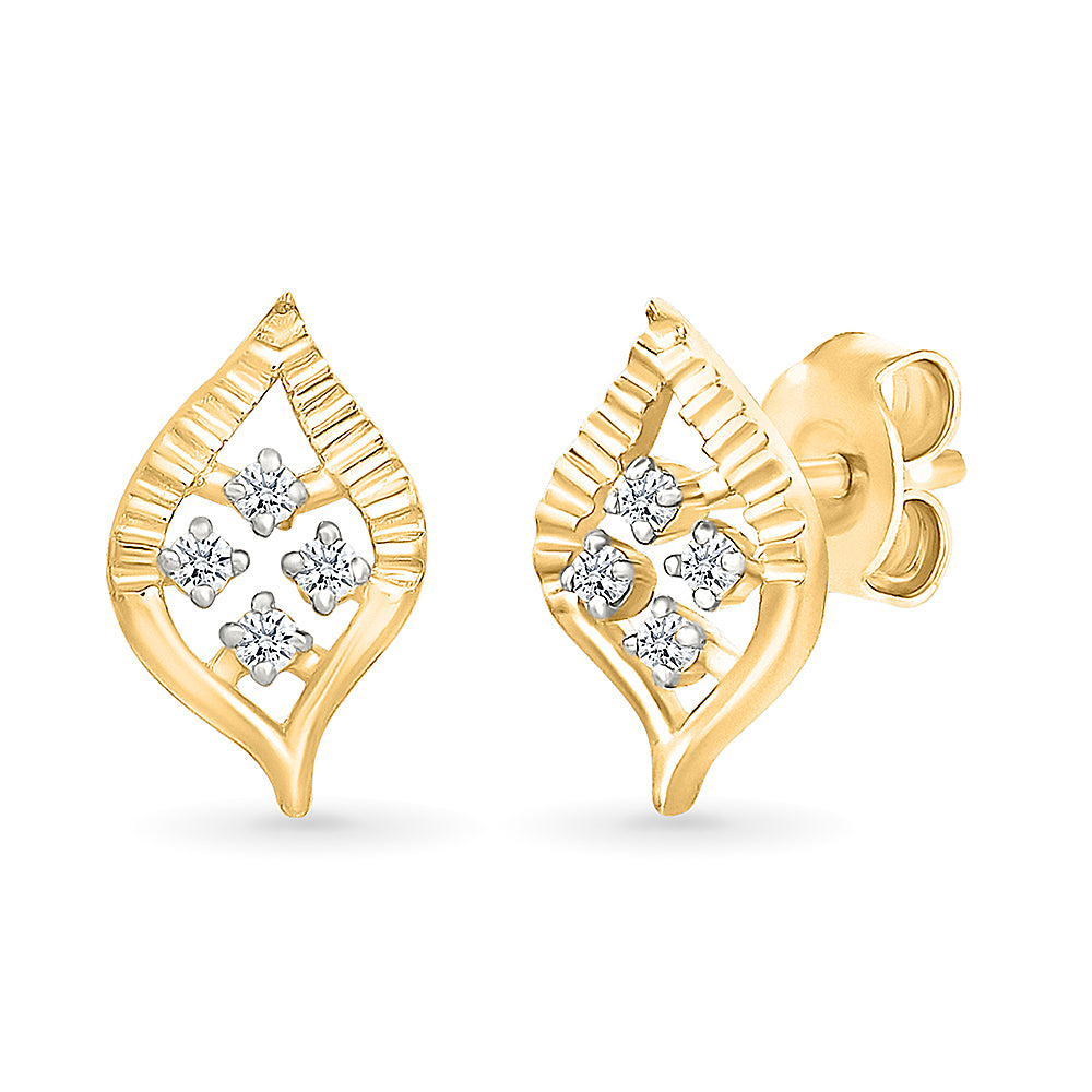 Dazzling Leaf Gold & Diamond stud Earrings