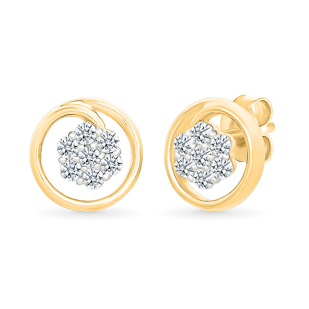 Glimmering Orbit Gold & Diamond stud Earrings