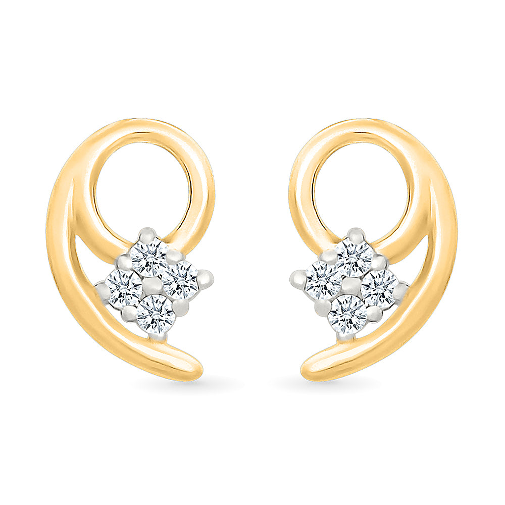 Princely Sparkle Gold & Diamond Stud Earrings