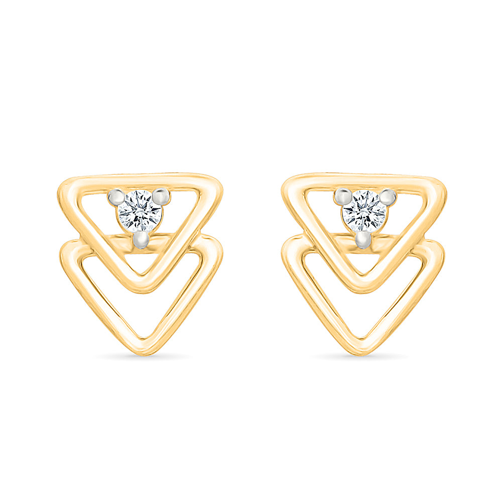 Halo Trigon Gold & Diamond stud Earrings