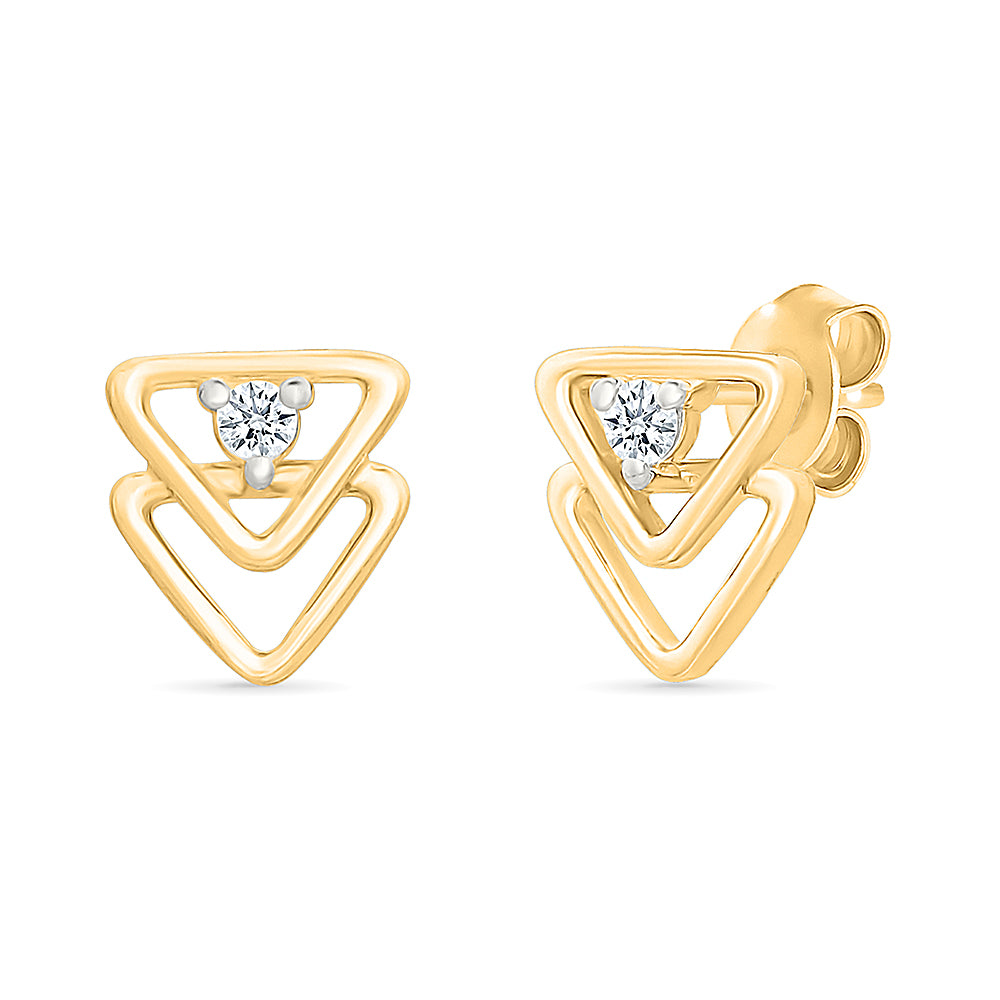 Halo Trigon Gold & Diamond stud Earrings