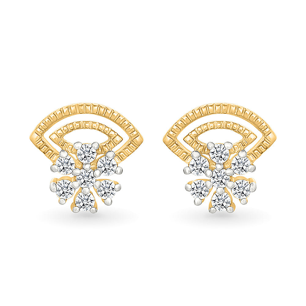 Floral Enticing Gold & Diamond Studs Earrings