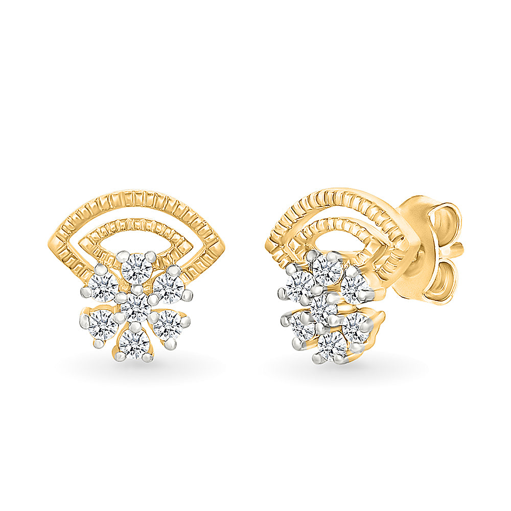 Floral Enticing Gold & Diamond Studs Earrings