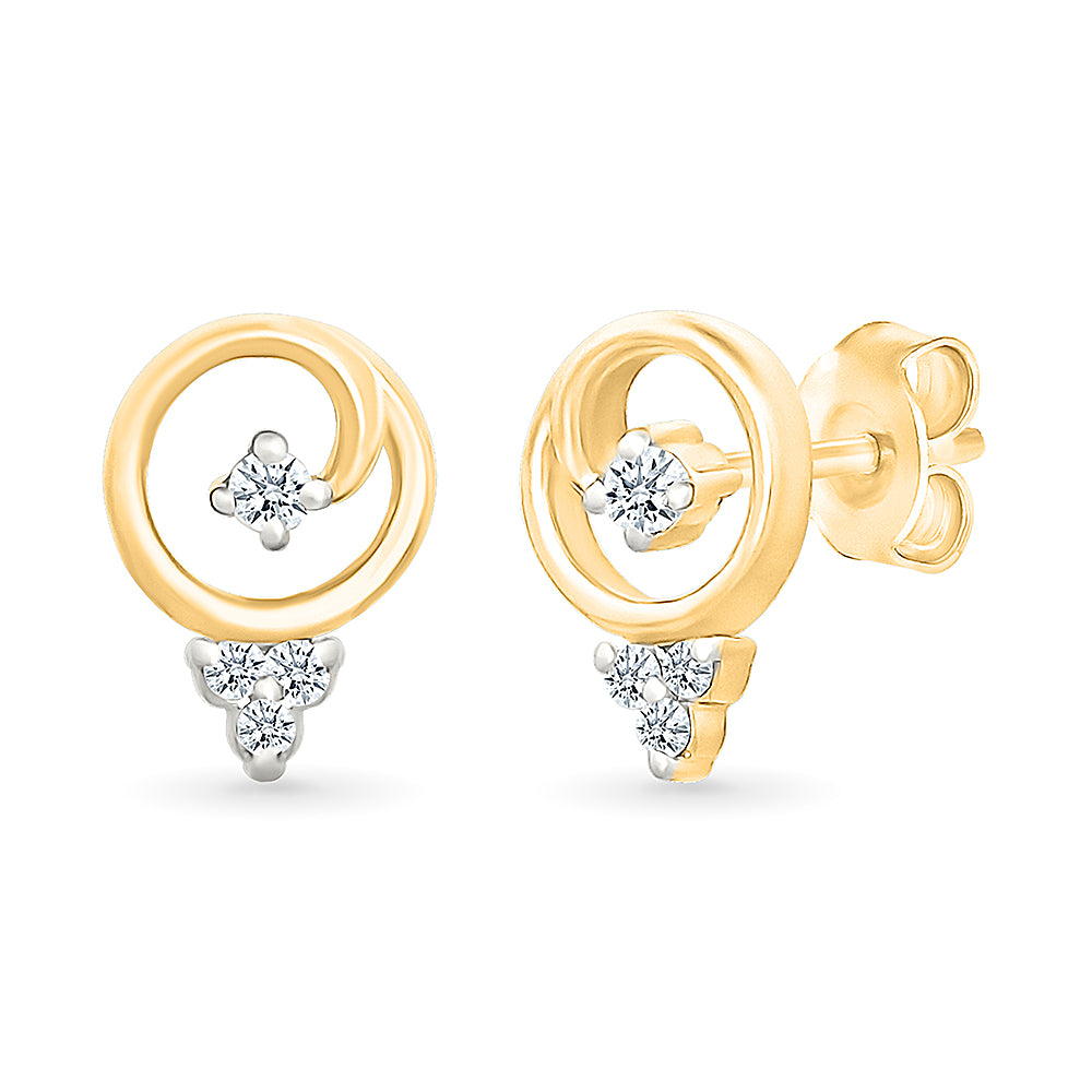 Halo Whirl Gold & Diamond stud Earrings