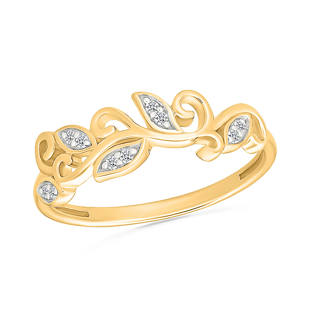 Intricate Floral Gold & Diamond Ring