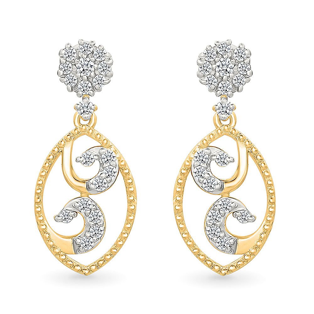 Ovate Spirals Gold & Diamond Earrings