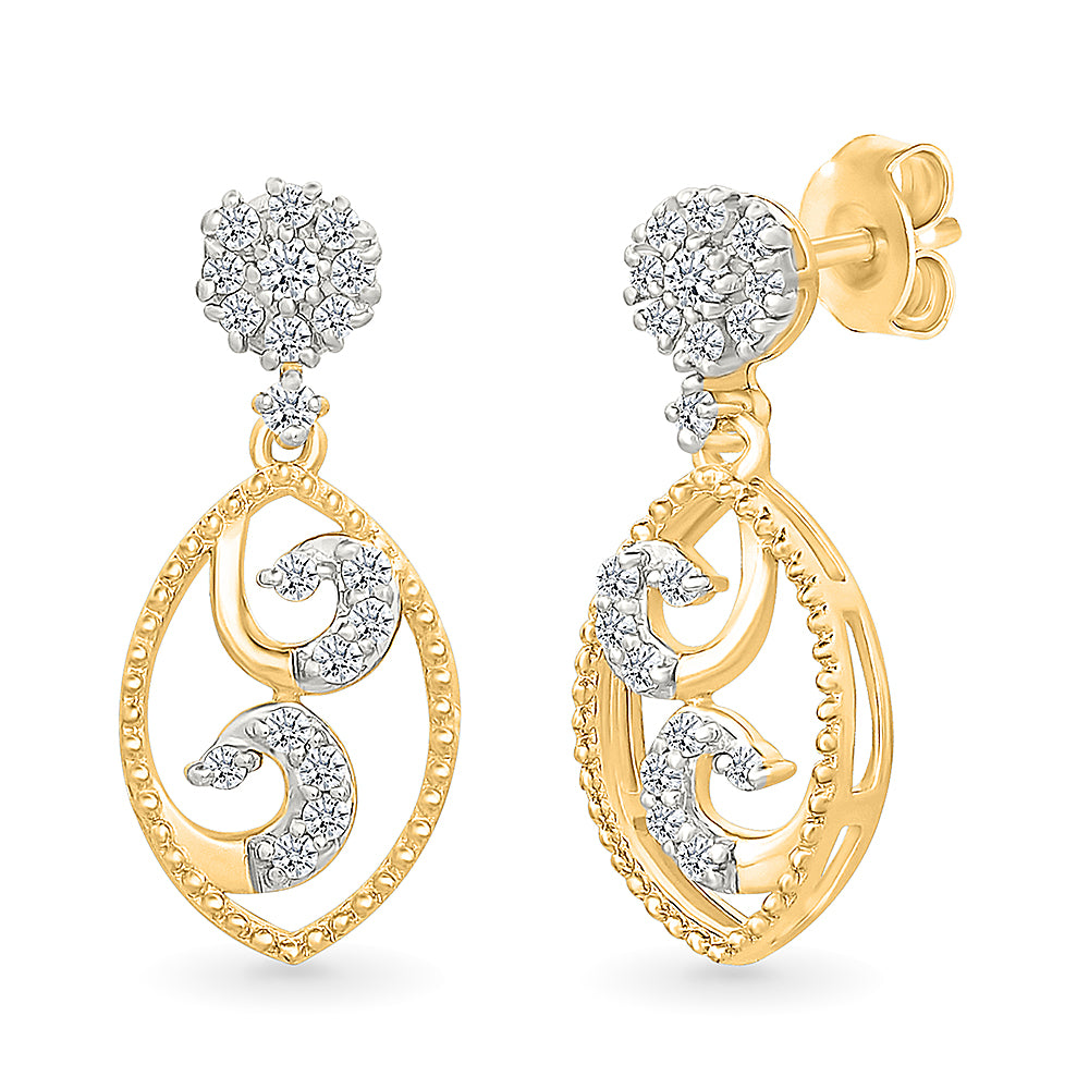 Ovate Spirals Gold & Diamond Earrings