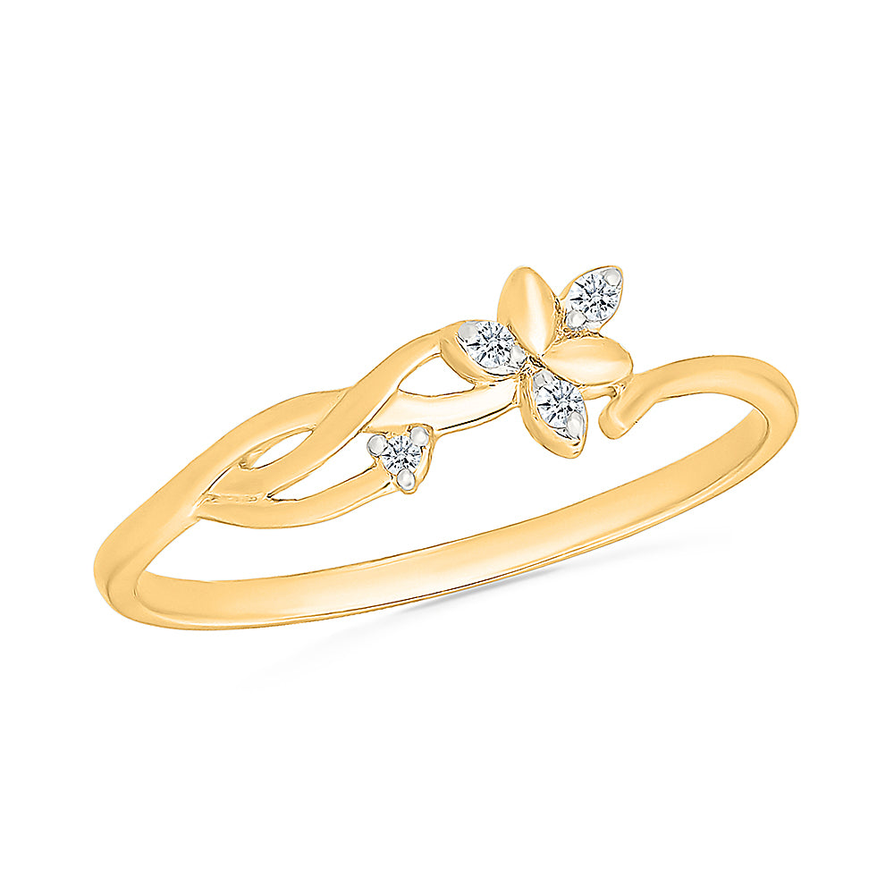 Artistic Floral Gold & Diamond Ring