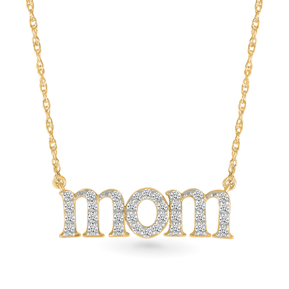 Love Mom Gold & Diamond Necklace