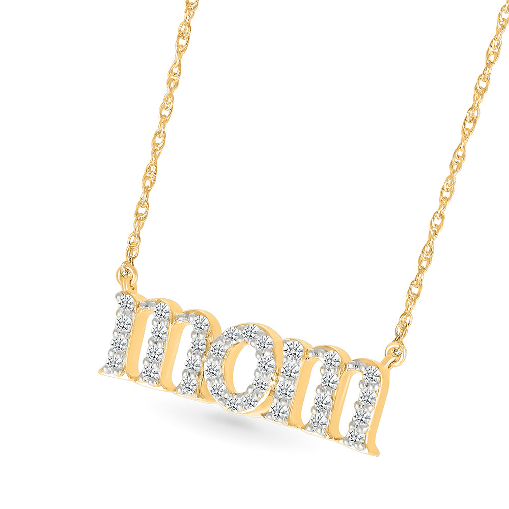 Love Mom Gold & Diamond Necklace