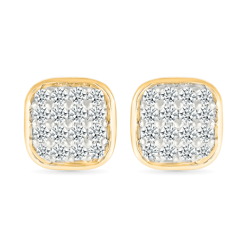 Gold Love Square Studs