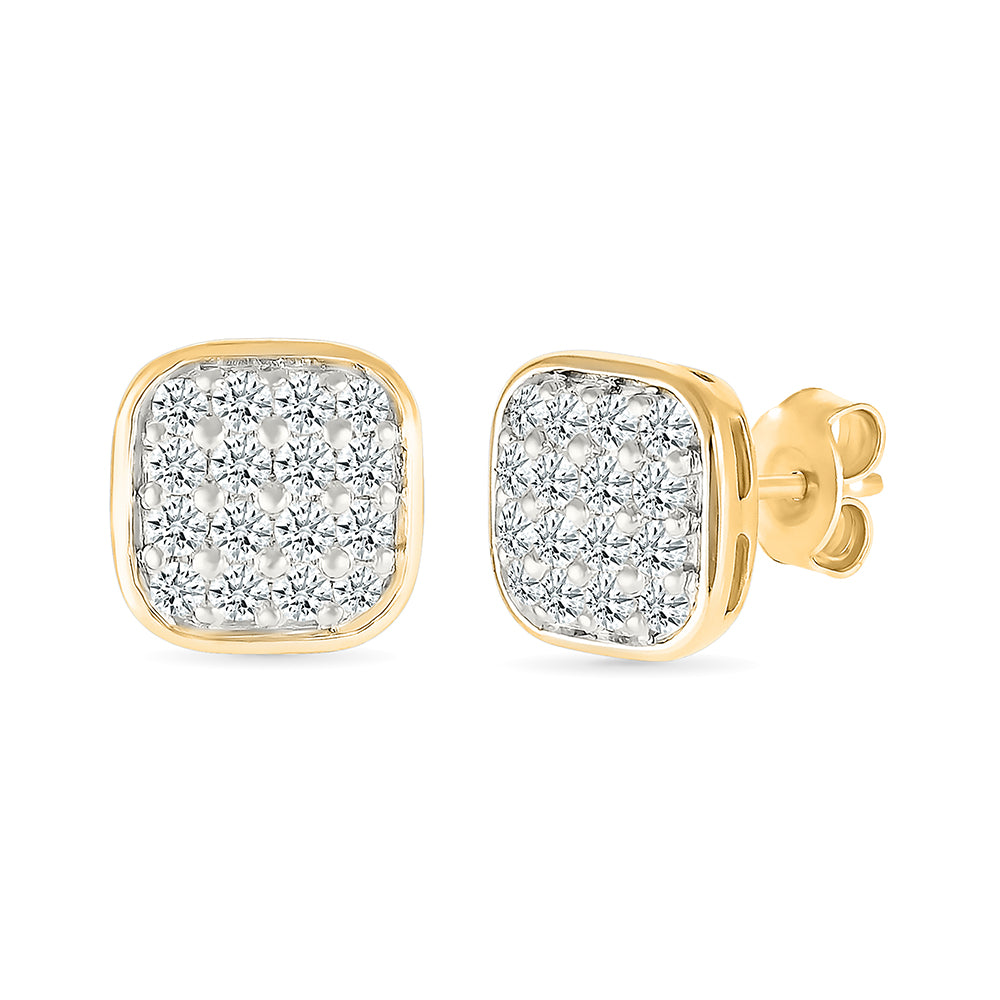 Gold Love Square Studs