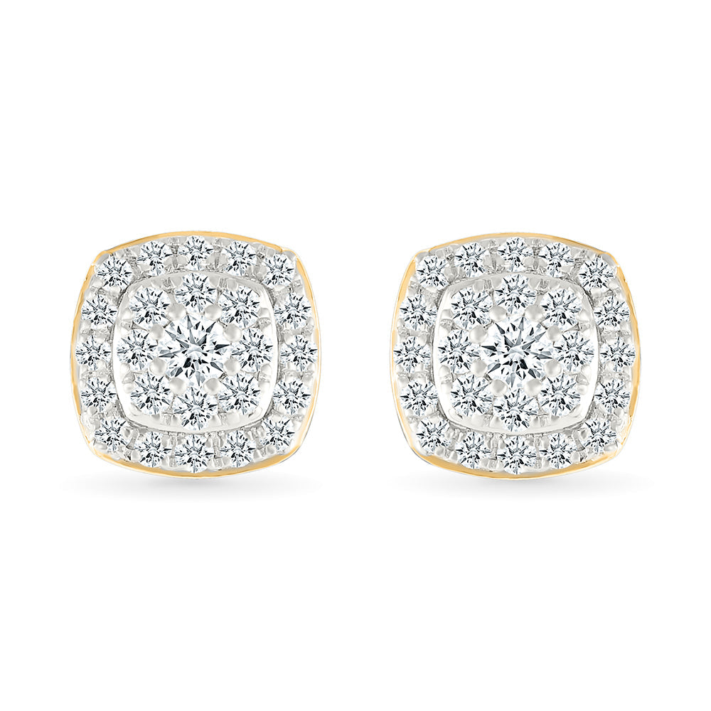 Deco Square Diamond Stud Earrings