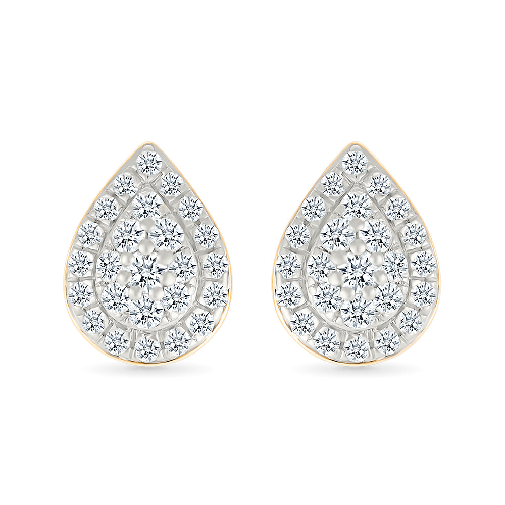 Gold Dew Drop Diamond Earrings