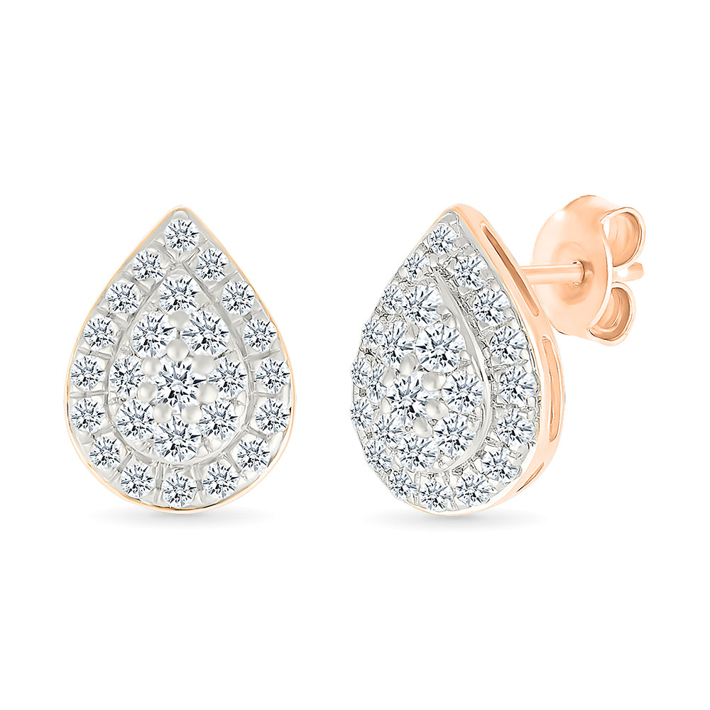 Gold Dew Drop Diamond Earrings