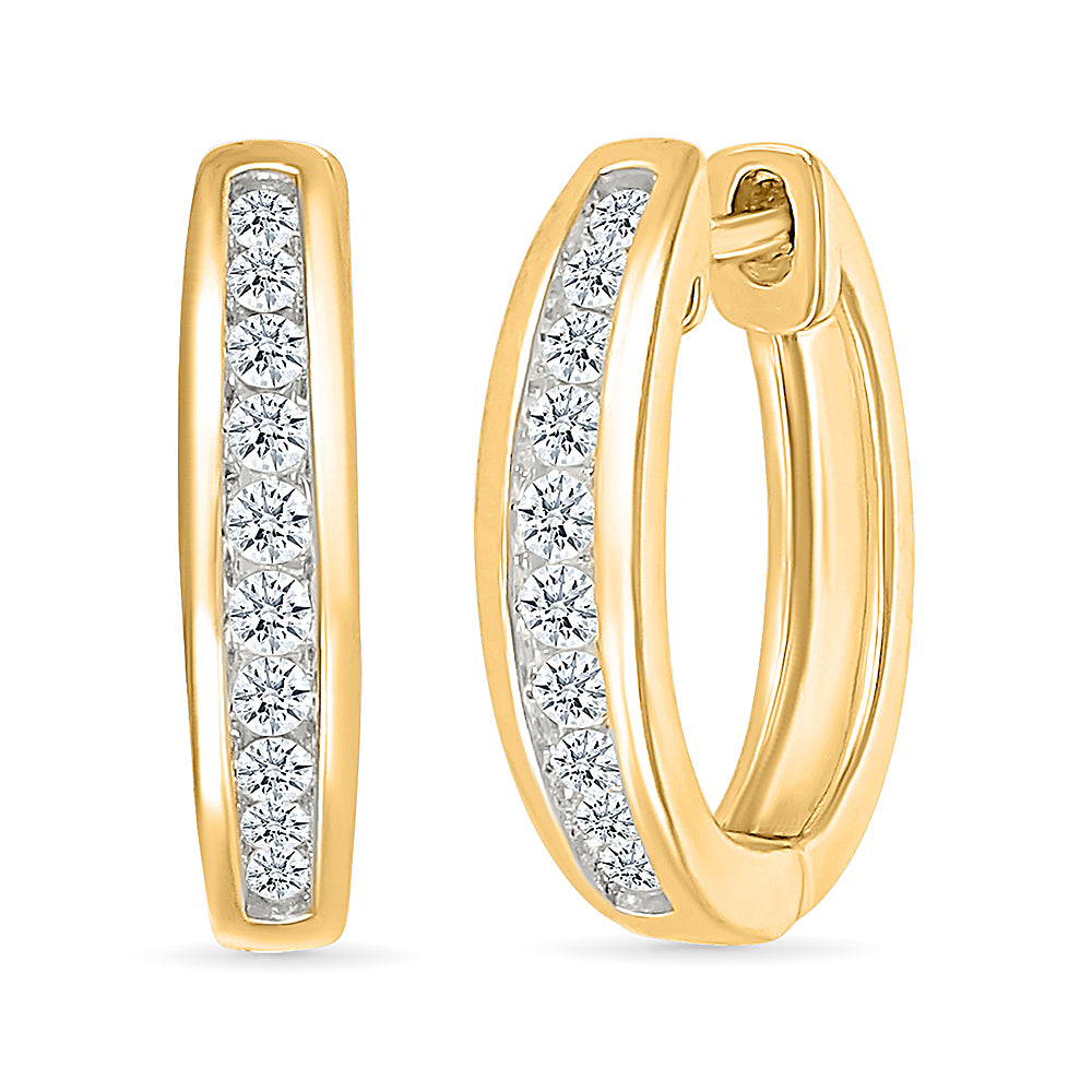 Sparkling Gold Diamond Hoops Earring