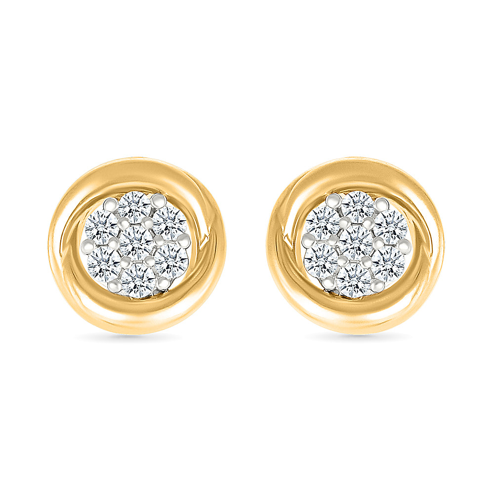 Gold Frame Diamond Stud Earrings