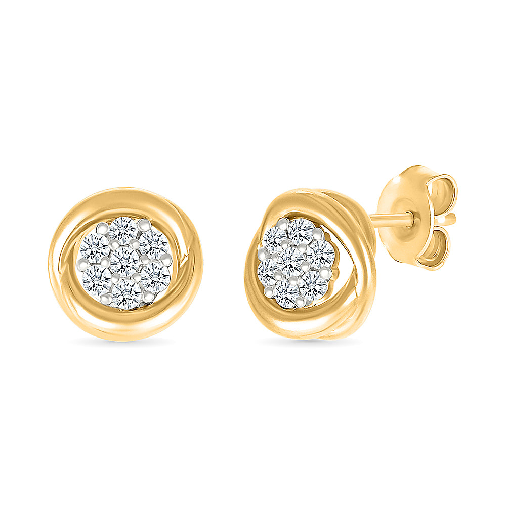 Gold Frame Diamond Stud Earrings